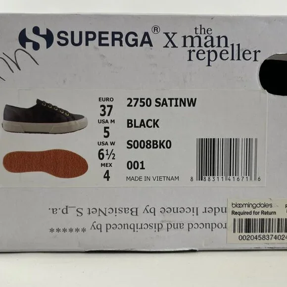 SUPERGA X THE MAN REPELLER BLACK SATIN SHOES - Picture 5 of 5